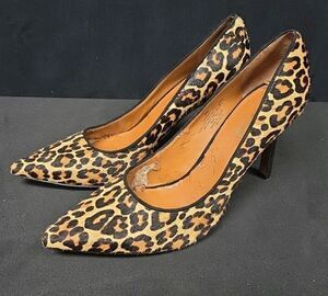 Nine West Stiletto Heels Size 8 Calf Hair Cheetah Print Shoes